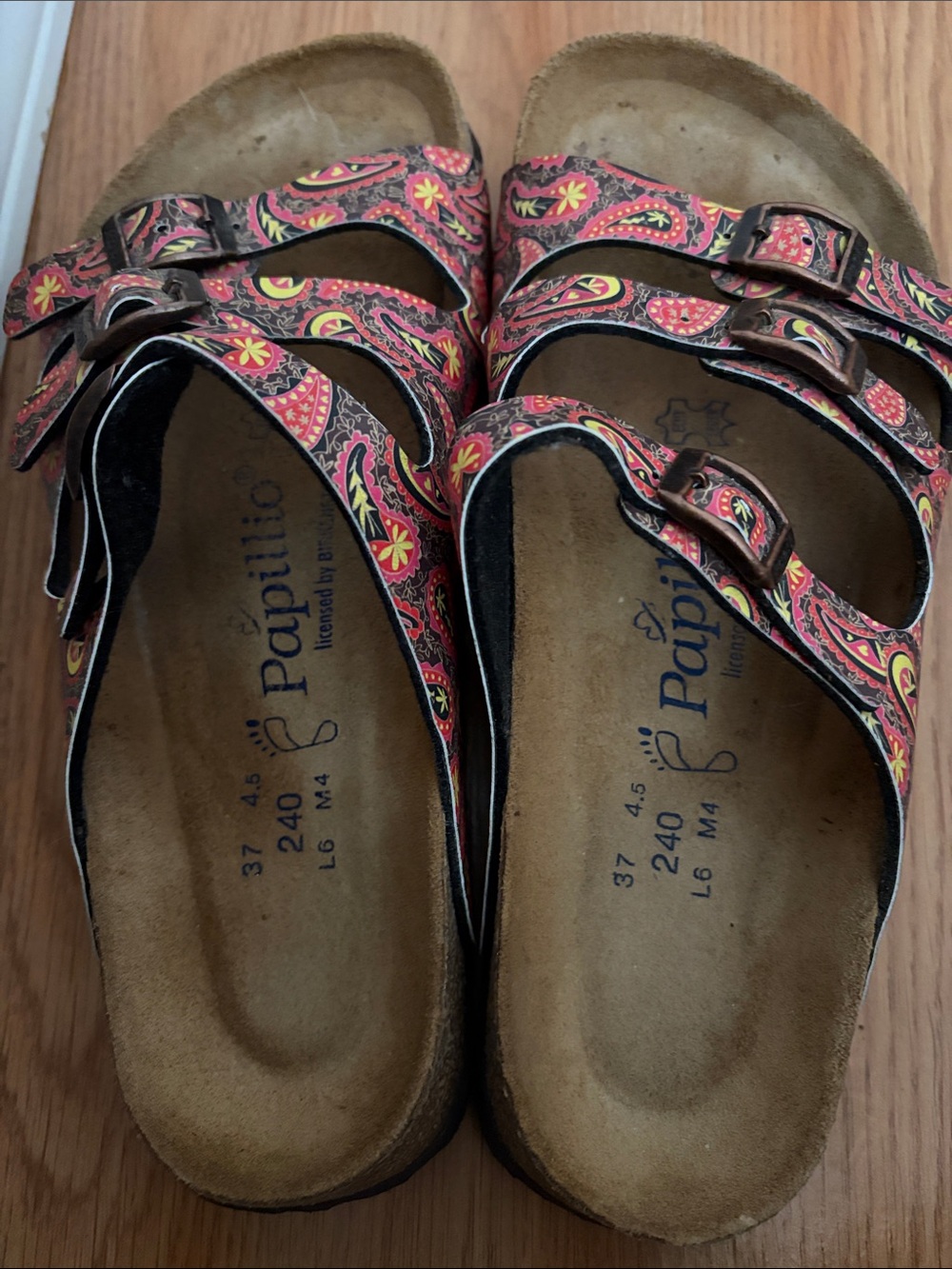 Papillio Pink Paisley Triple-Strap Cork Footbed Sandals - Picture 2 of 5